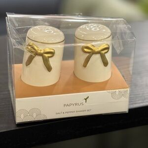 Papyrus Gold and Cream Salt & Pepper Shaker Set
